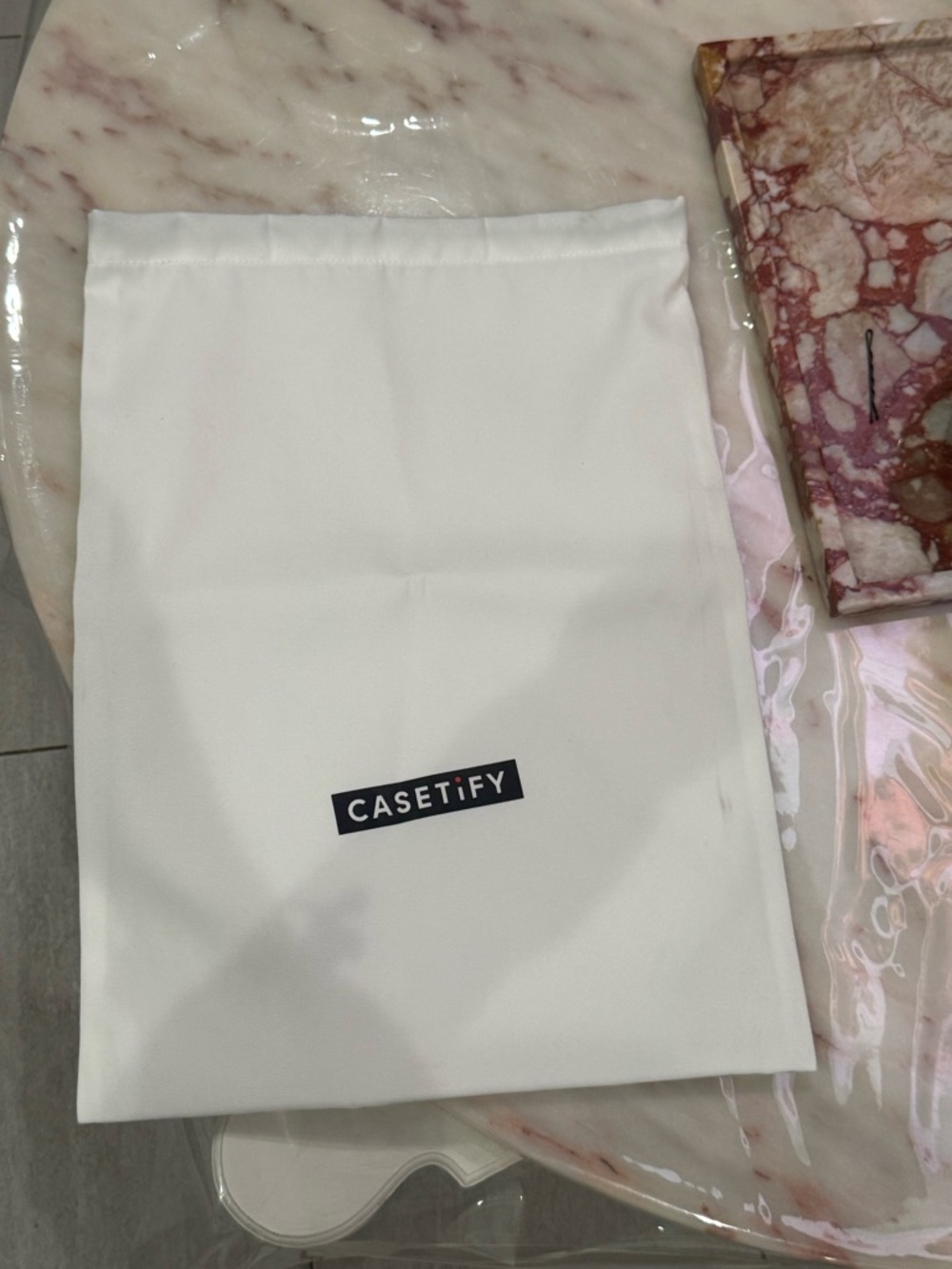 Casetify White Logo Drawstring Pouch